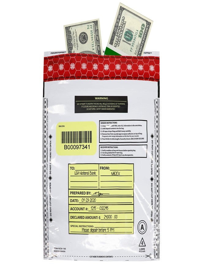 Nadex White Night Drop Tamper Evident Cash and Coin Bank Deposit Bags - 9 x 12, Opaque, 100 Pack - Image 4